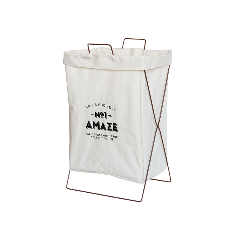 Cotton And Linen Laundry Basket Dirty Clothes Storage Basket Toy Bucket Basket Bathroom Iron Bracket Folding Japanese Ins Style
