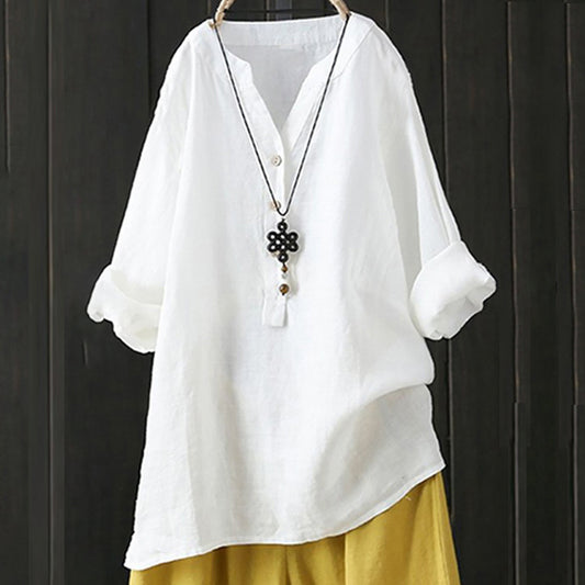 Women's Casual European And American Cotton And Linen Shirt