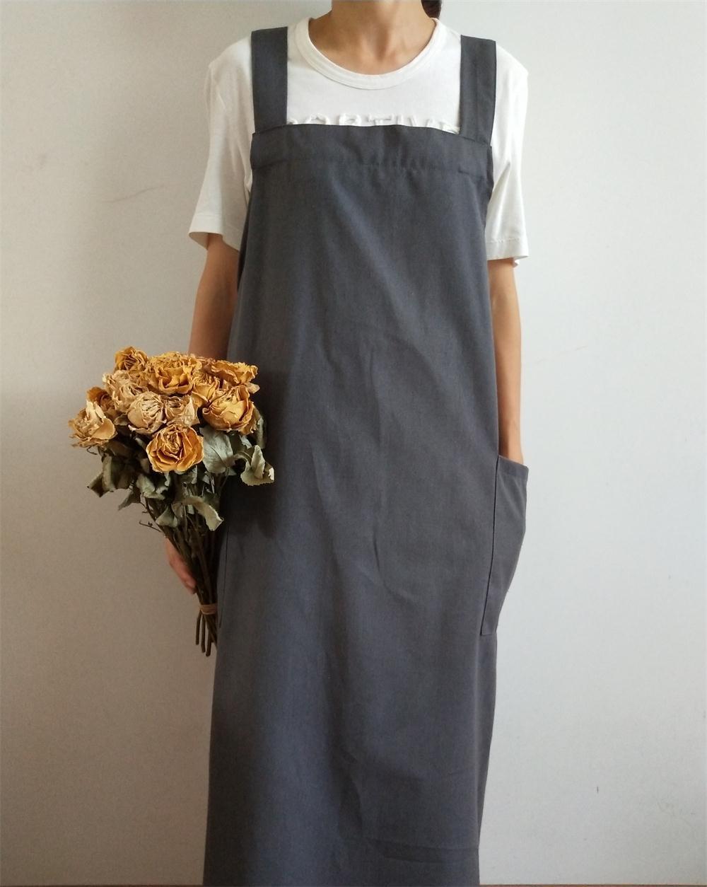 Long Cotton And Linen Apron Oil-proof Overclothes Home Wear