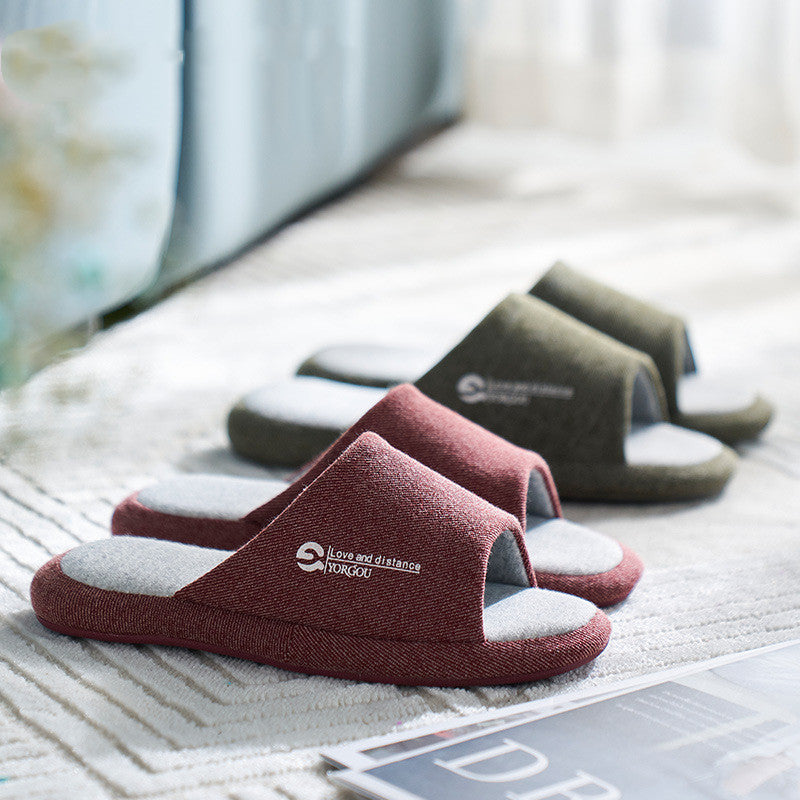 Cotton And Linen Slippers Women's Summer Thick Bottom Interior Home Non-slip