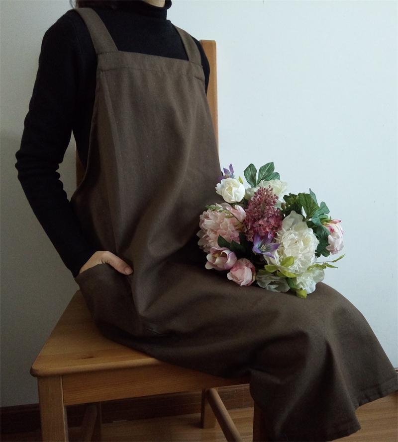 Long Cotton And Linen Apron Oil-proof Overclothes Home Wear
