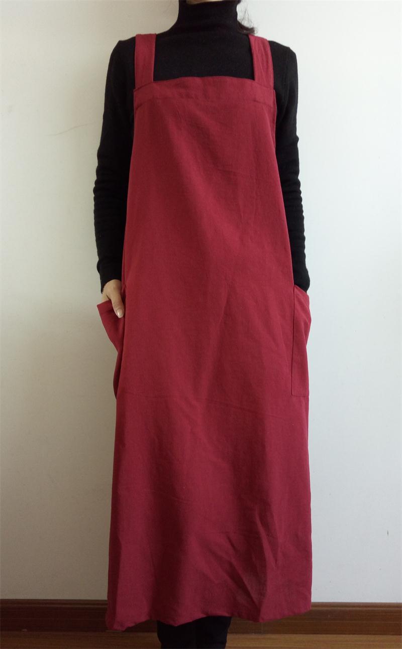 Long Cotton And Linen Apron Oil-proof Overclothes Home Wear