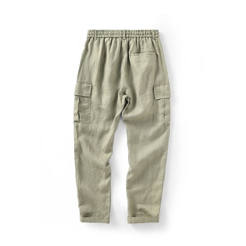 Loose Mid Waist Youth Breathable Linen Casual Pants