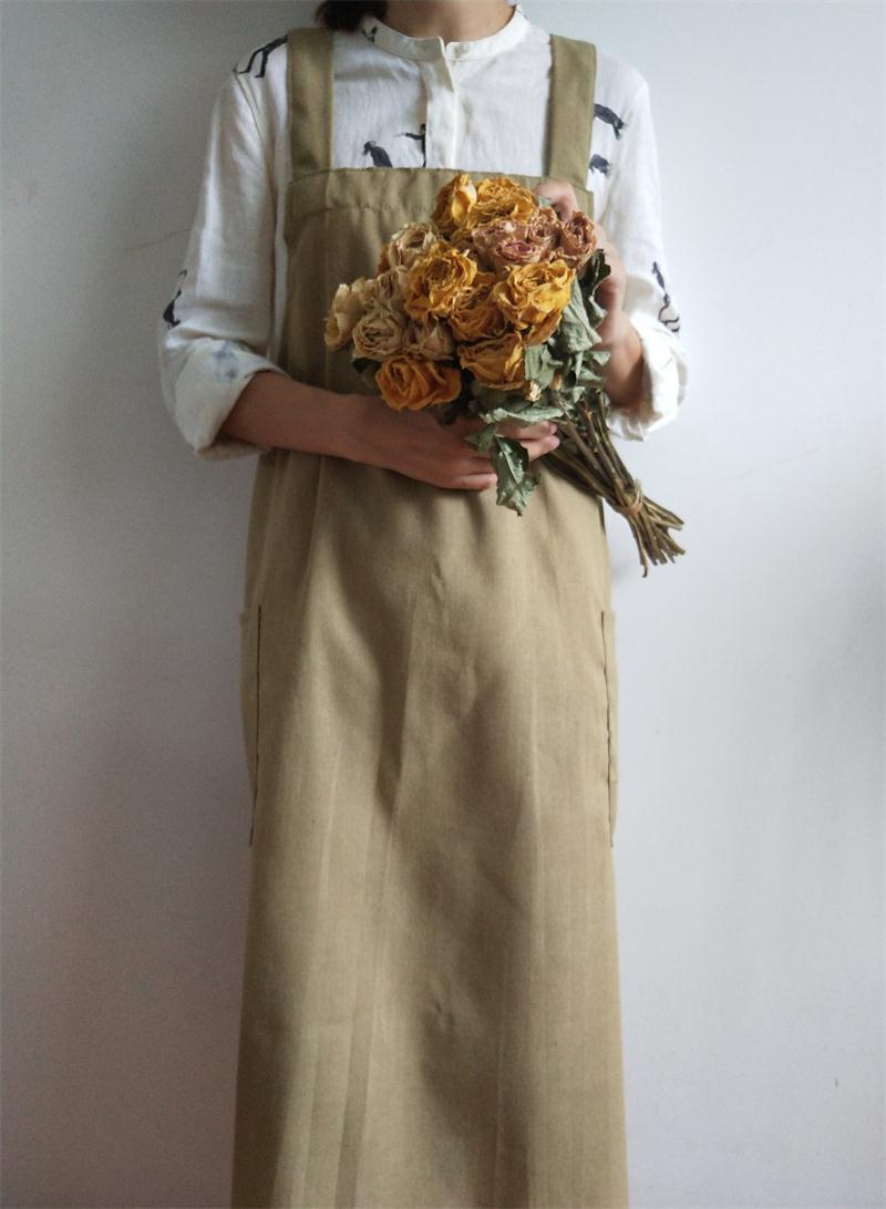 Long Cotton And Linen Apron Oil-proof Overclothes Home Wear
