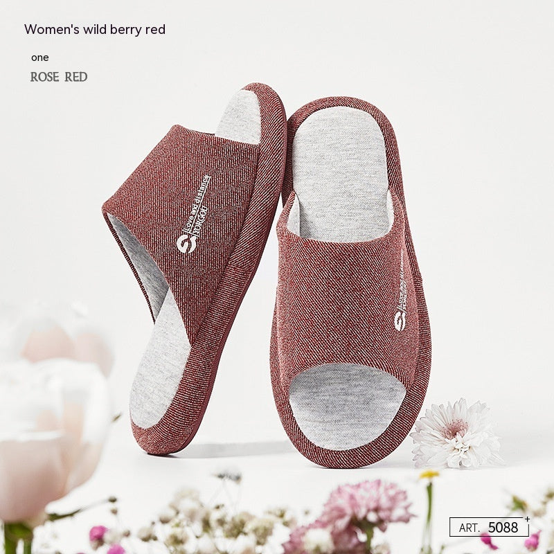Cotton And Linen Slippers Women's Summer Thick Bottom Interior Home Non-slip