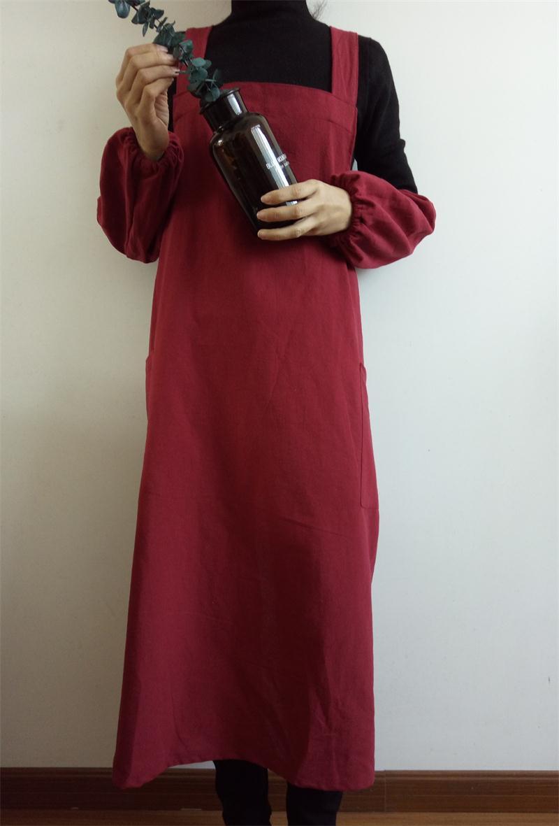 Long Cotton And Linen Apron Oil-proof Overclothes Home Wear