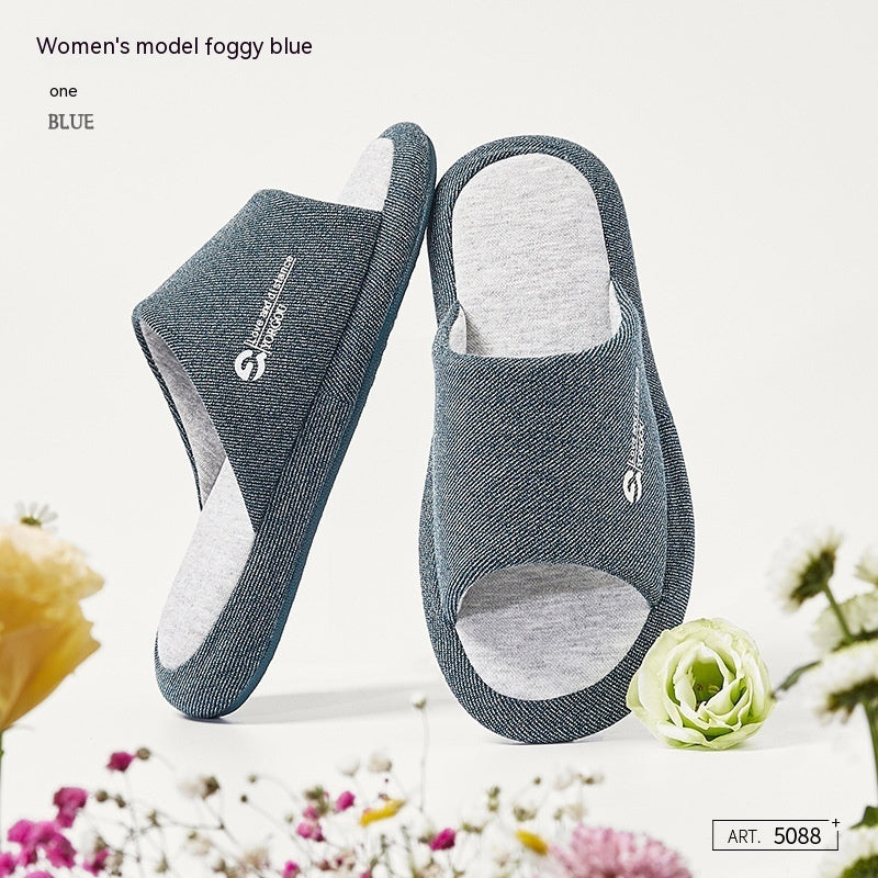 Cotton And Linen Slippers Women's Summer Thick Bottom Interior Home Non-slip