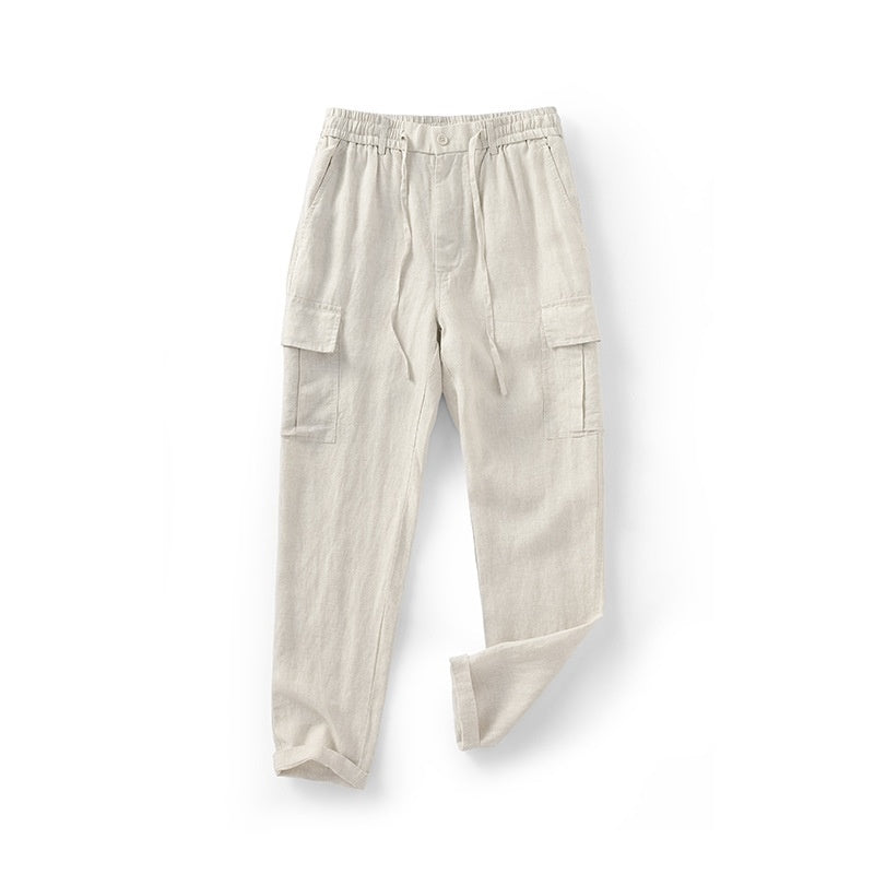 Loose Mid Waist Youth Breathable Linen Casual Pants
