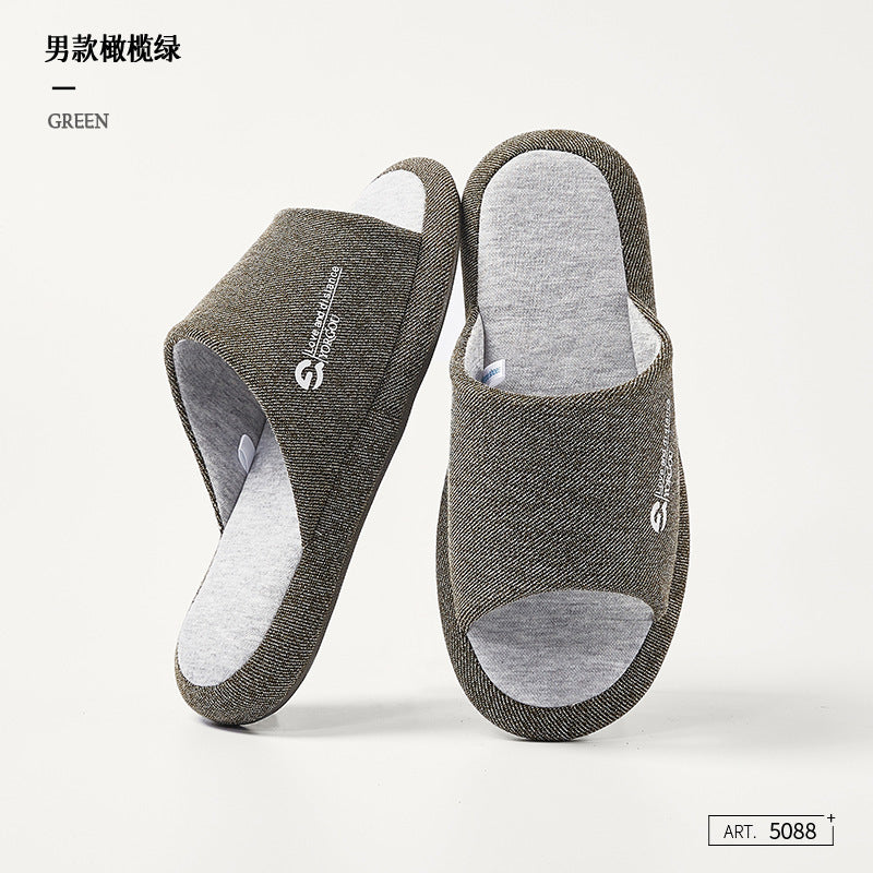 Cotton And Linen Slippers Women's Summer Thick Bottom Interior Home Non-slip