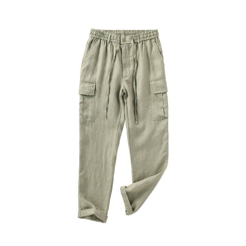 Loose Mid Waist Youth Breathable Linen Casual Pants