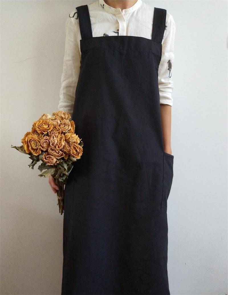 Long Cotton And Linen Apron Oil-proof Overclothes Home Wear