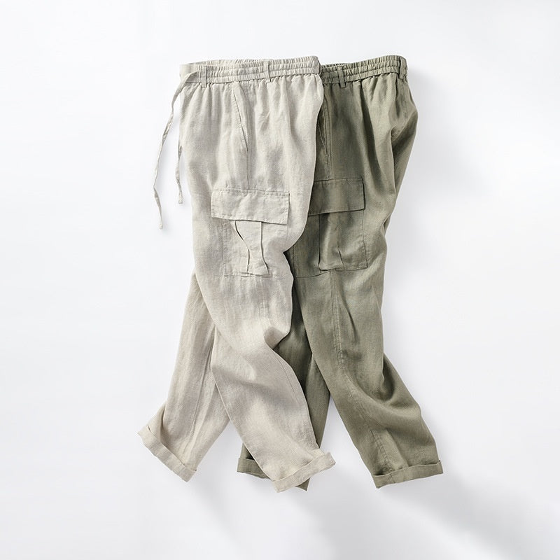 Loose Mid Waist Youth Breathable Linen Casual Pants